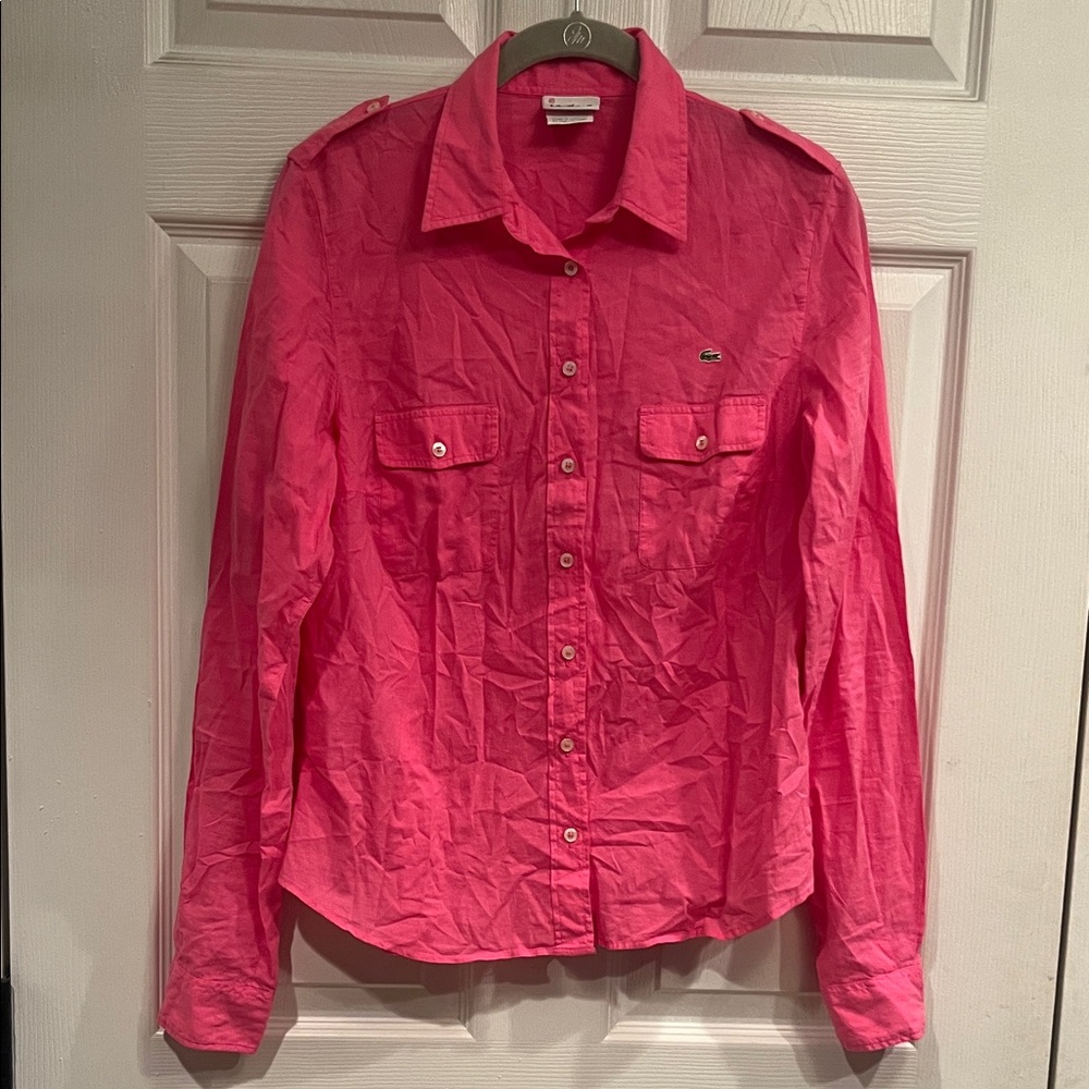 Lacoste Pink Button-Up Blouse